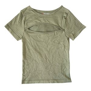 Olive Cutout Slimfit Cropped Tee